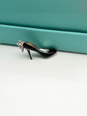 Tiffany & Co. high heel charm w black and blue enamel in sterling silver